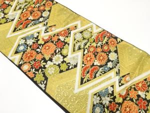 アンティーク　松皮菱に松竹梅・菊模様織り出し袋帯（材料）